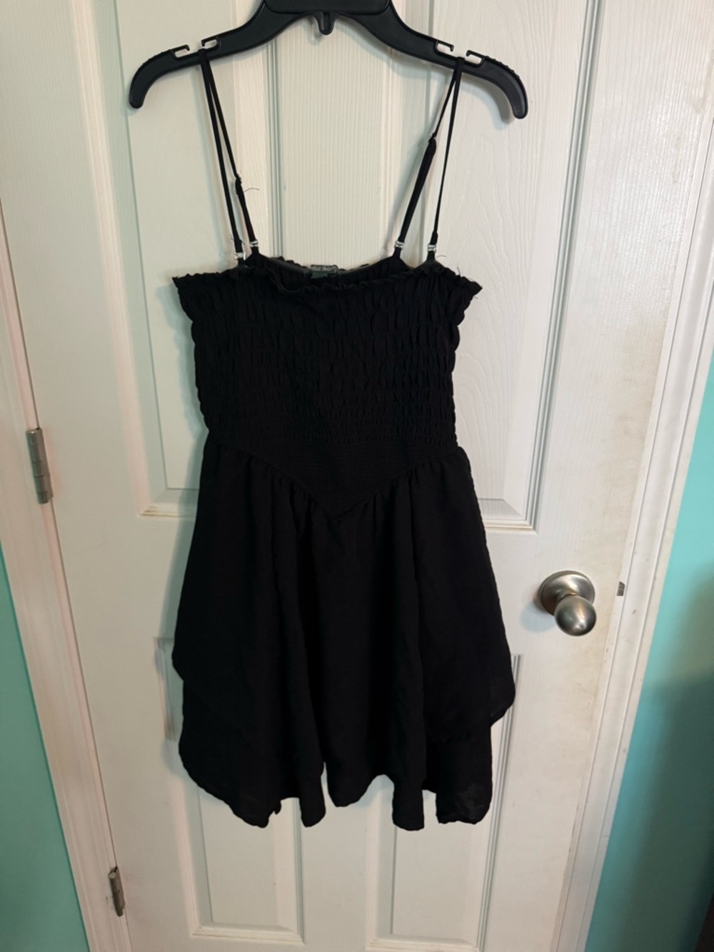 wild fable Black Smocked Sundress with Adjustable Straps